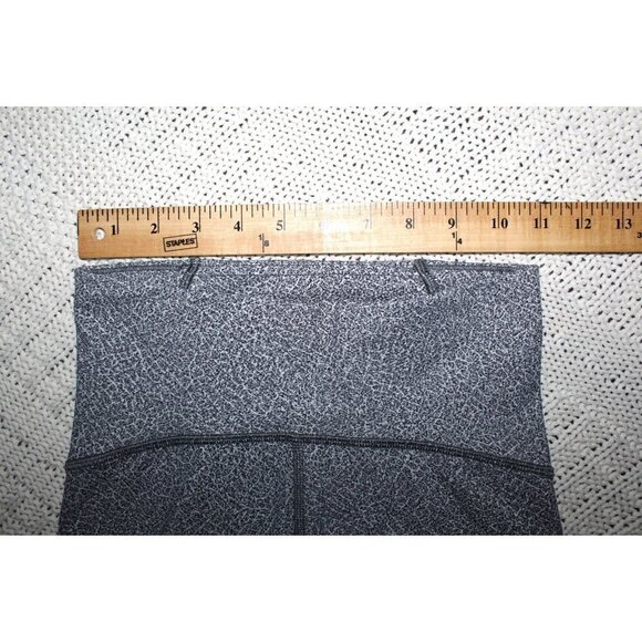 LULULEMON train times Black and white Speckled Mesh details Crop Leggings Size 4 - Picture 6 of 12